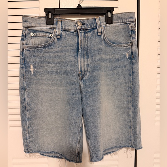 Rag & Bone Bermuda Shorts Distressed Raw Hem Denim Relaxed - Picture 3 of 9